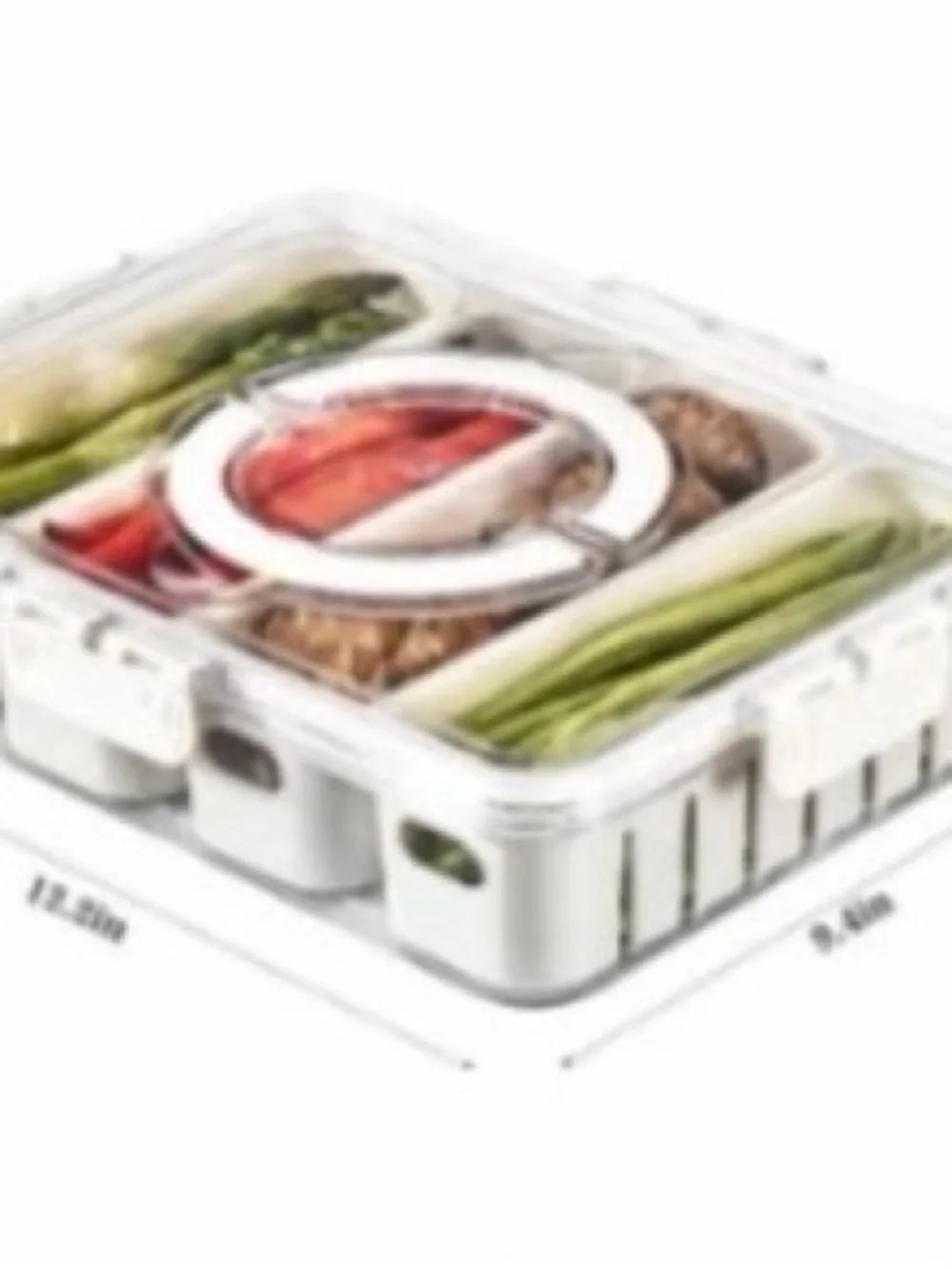 Divided Clear Snack Box; Serving Tray w/ Lid & Handle & Utensils 16 pc set